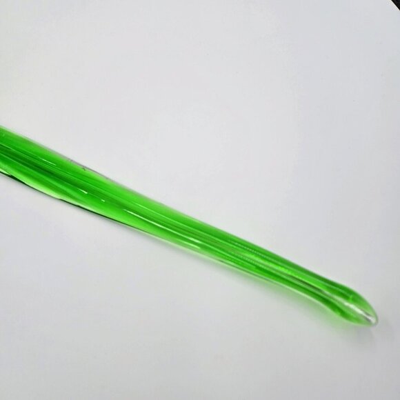 Art Glass Flower Hand Blown Dark Blue Yellow Long Green Stem Flower With Leaf - Picture 16 of 16